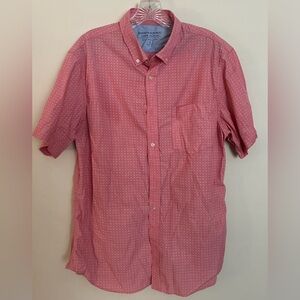 Banana Republic Men’s Pink Luxe Poplin Slim-Fit Short Sleeve Button Down; Size L